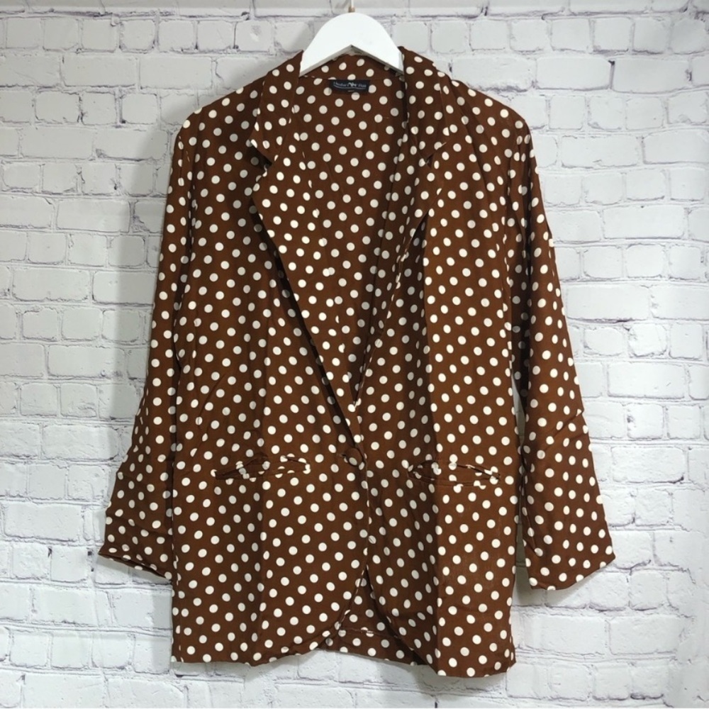 Hunters Run brown and White Blazer with Polka Dot Pattern